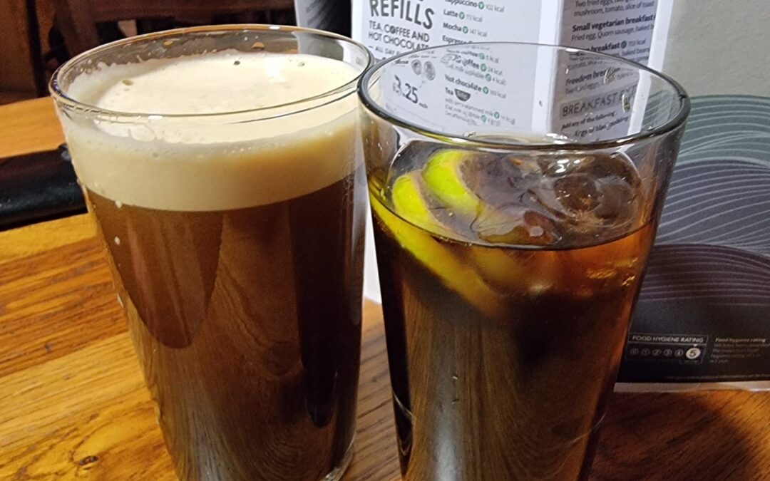 Obligatory pint vs double!! Finally made it through check out💜🖤💜🦇🦇…